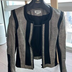 Helmut Lang Black and Gray Blazer with Modern Color-Block Design